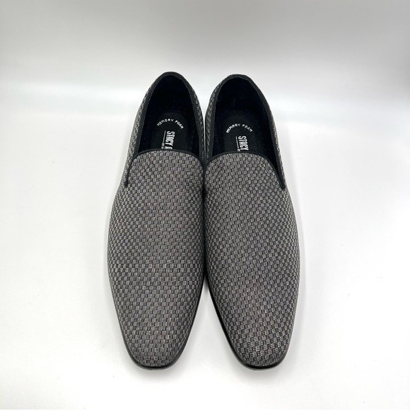 9.5W 9.5 W WIDE Stacy Adams Saville Black‎ Gray Silver Slip On Loafers Shoes main image 4